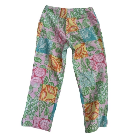 VINTAGE White Tag Lilly Pulitzer Capris WHAT THE SHELL Patchwork Sz 6 - Picture 2 of 9
